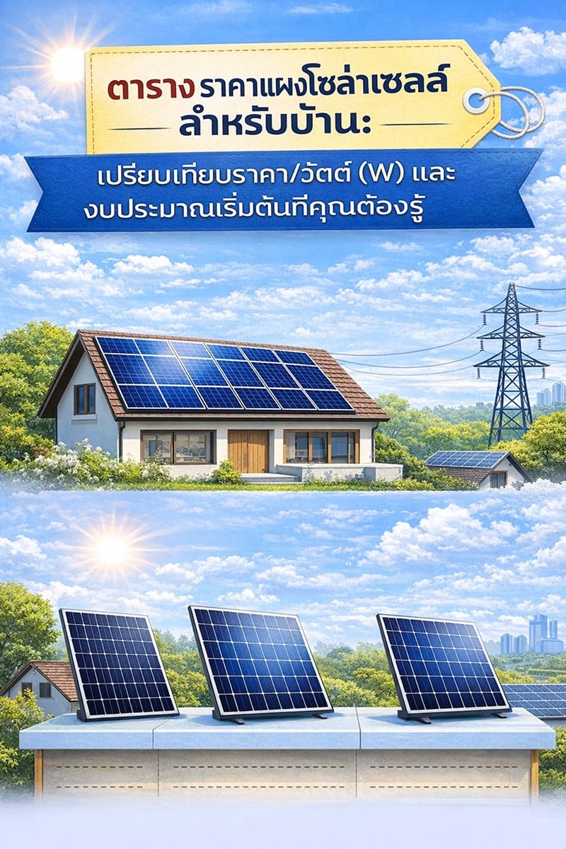 ราคาแผงโซล่าเซลล์สำหรับบ้าน