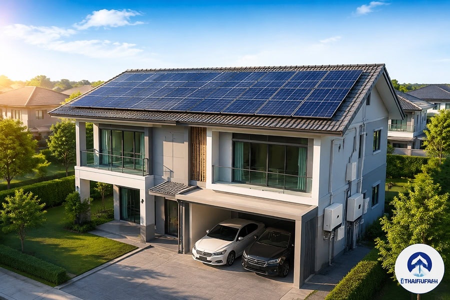 บ้านเดี่ยวติดตั้งระบบโซล่าเซลล์ออนกริดขนาด 5kw เพื่อลดค่าไฟตอนกลางวัน